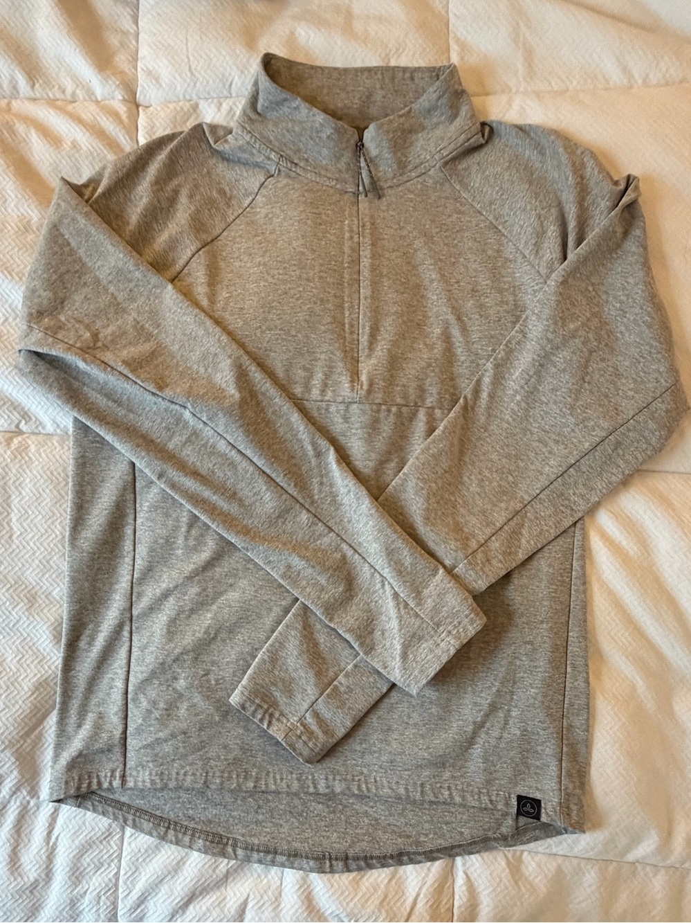 Prana Men's Light Gray Zip-Up Quarter-Sleeve Performance Pullover